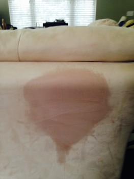 Customers children used blue ink on white sofa, she tried many different toxic store bought chemicals to remove the ink with no improvement. We used our premium eco-stain remover and saw significant improvement. Vernon Hills IL
